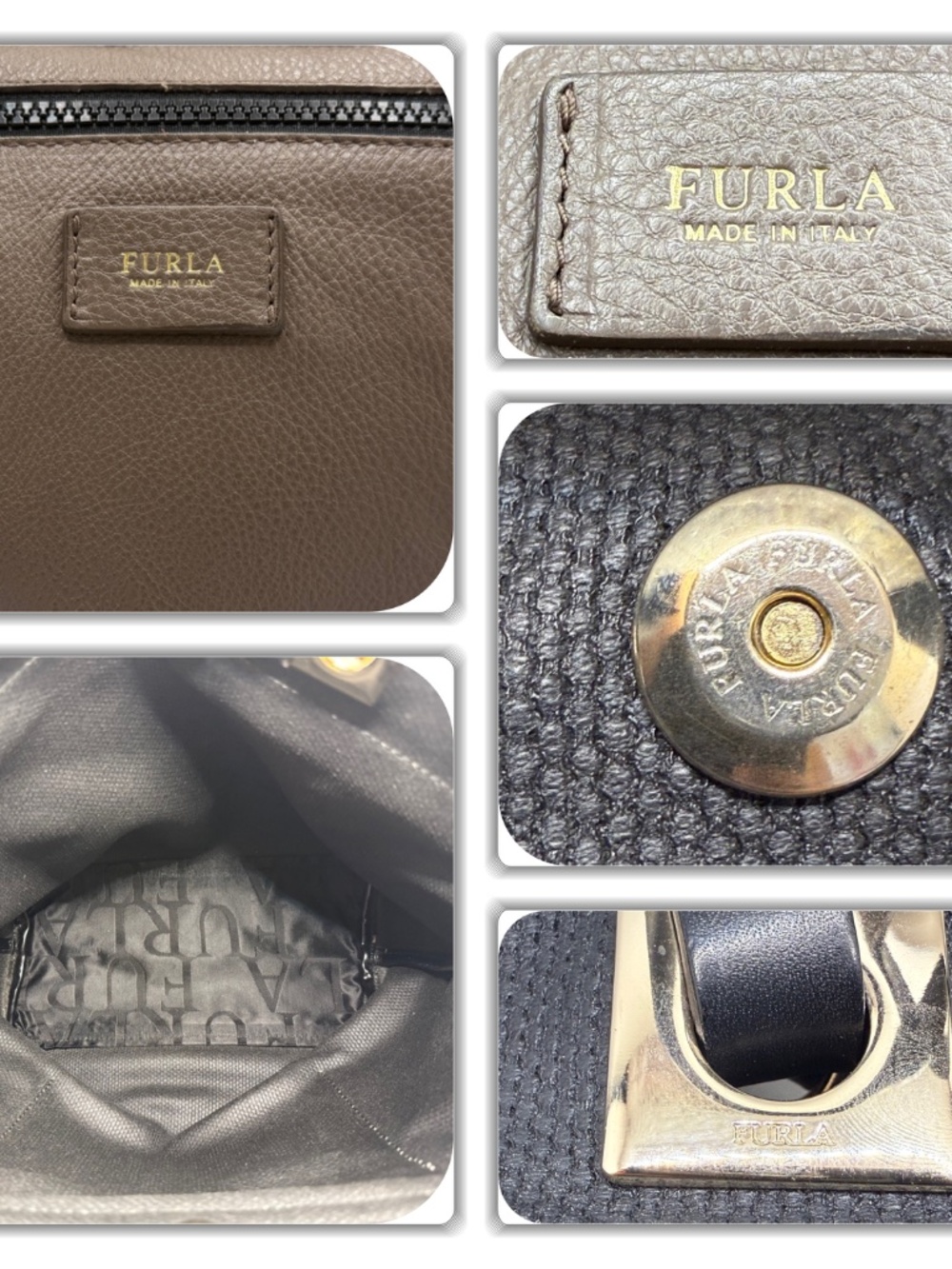 FURLA CREAM/BROWN/BLACK SMALL TOTE! - Picture 6 of 17